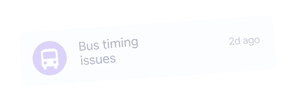 Bus timing issues complaint card