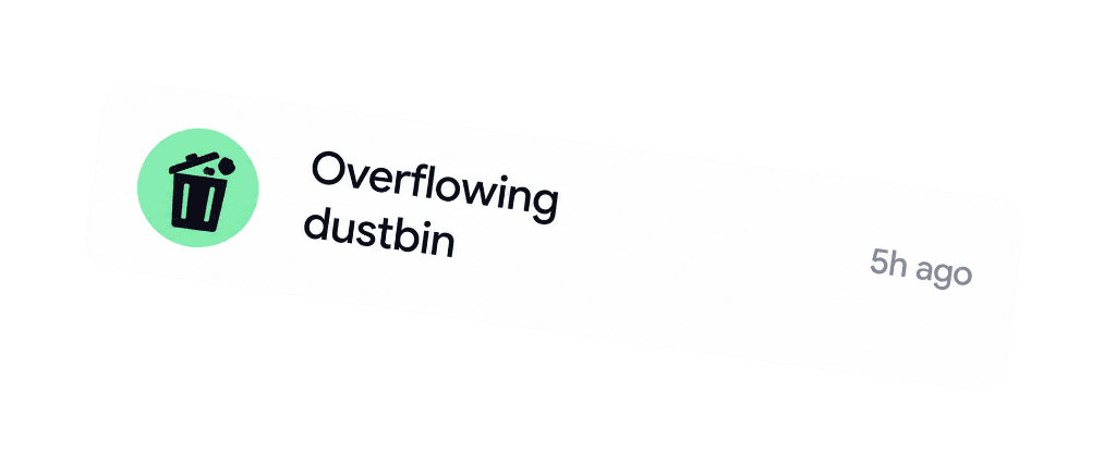 Overflowing dustbin complaint card