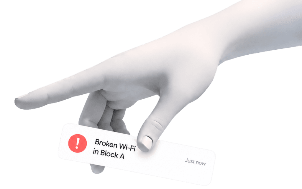 Hand holding Broken Wi-Fi complaint notification