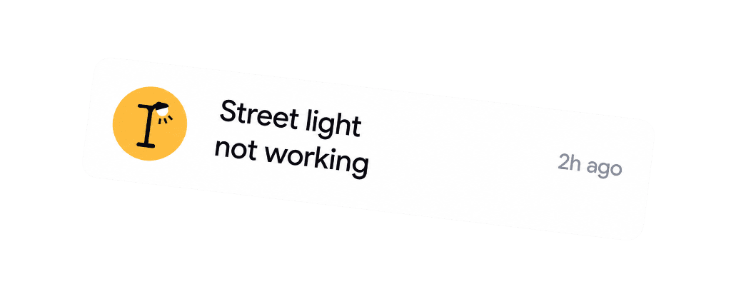 Street light not working complaint card